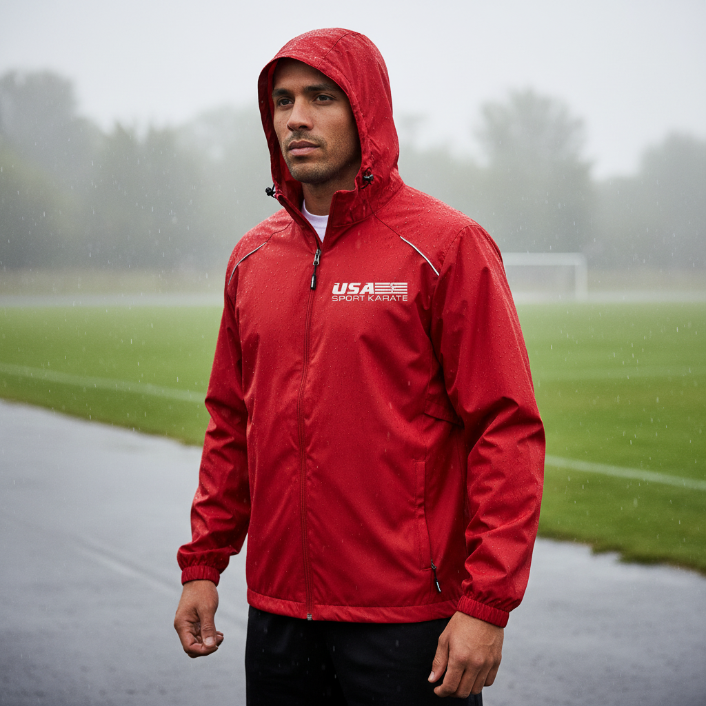 Adult Rain Jacket - Red with Logo