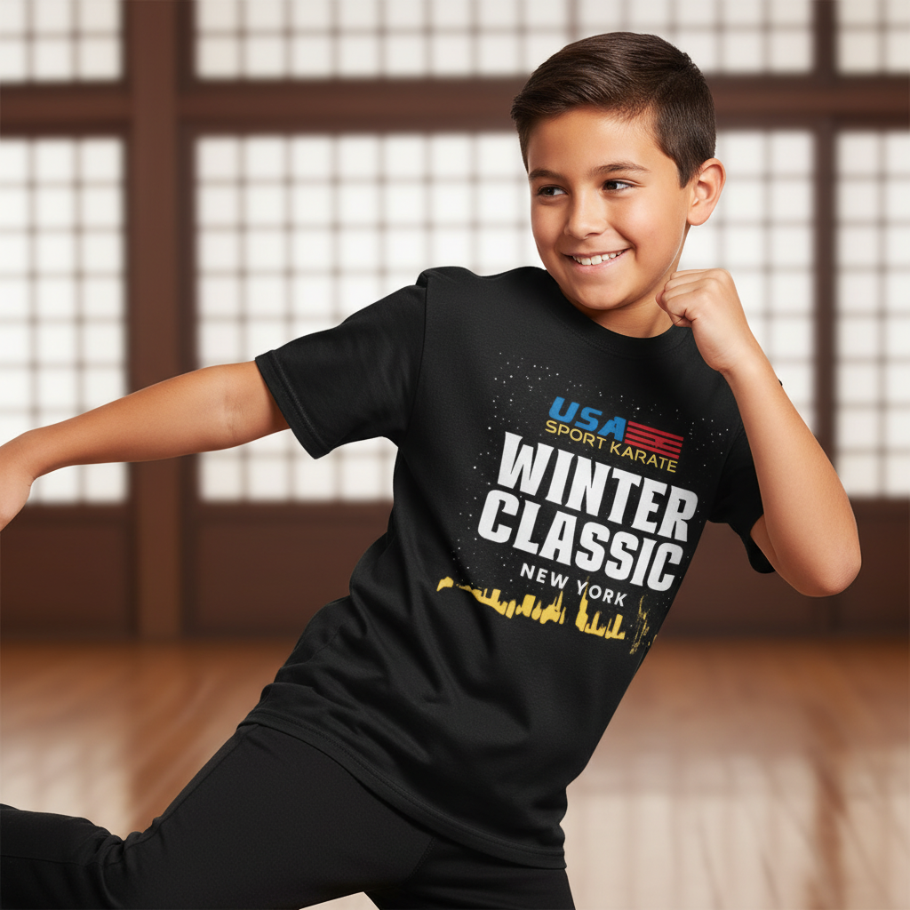 Winter Classic Youth T-Shirt - Young athlete with graphic design